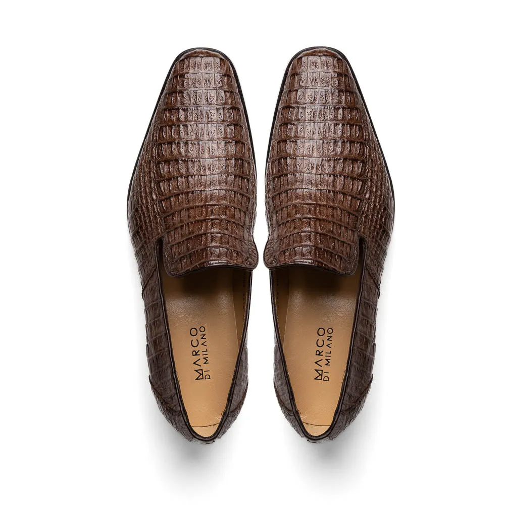 Marco Di Milano Trento in Brown Caiman Crocodile Loafers
