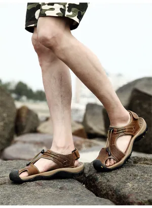 Men's Baotou Breathable Beach Leather Sandals