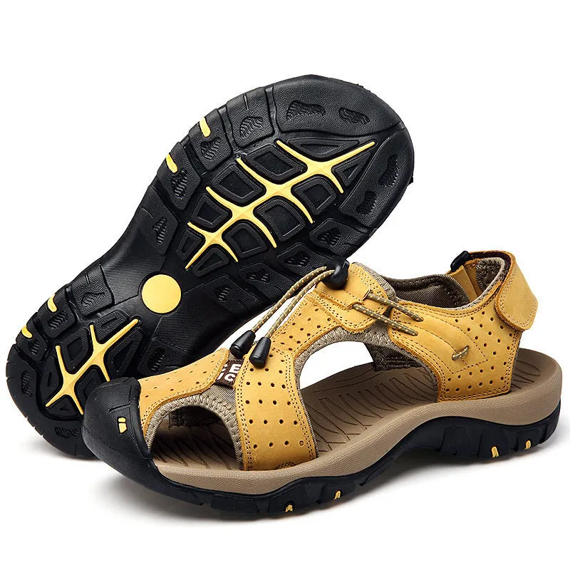 Men's Baotou Breathable Beach Leather Sandals