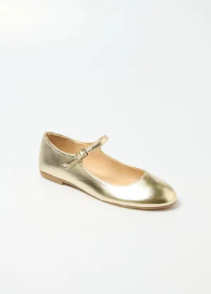 Metallic ankle strap ballerinas