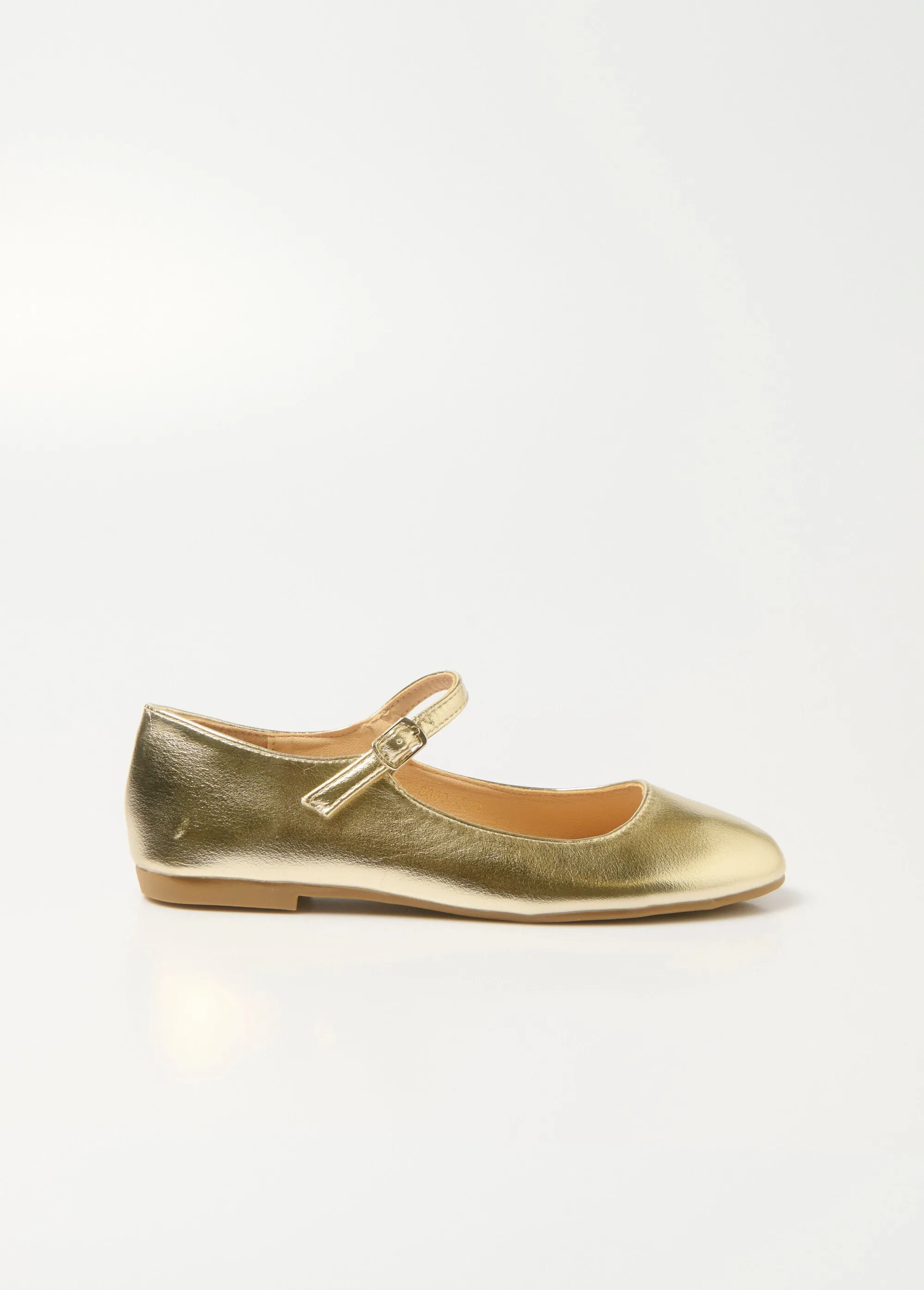 Metallic ankle strap ballerinas