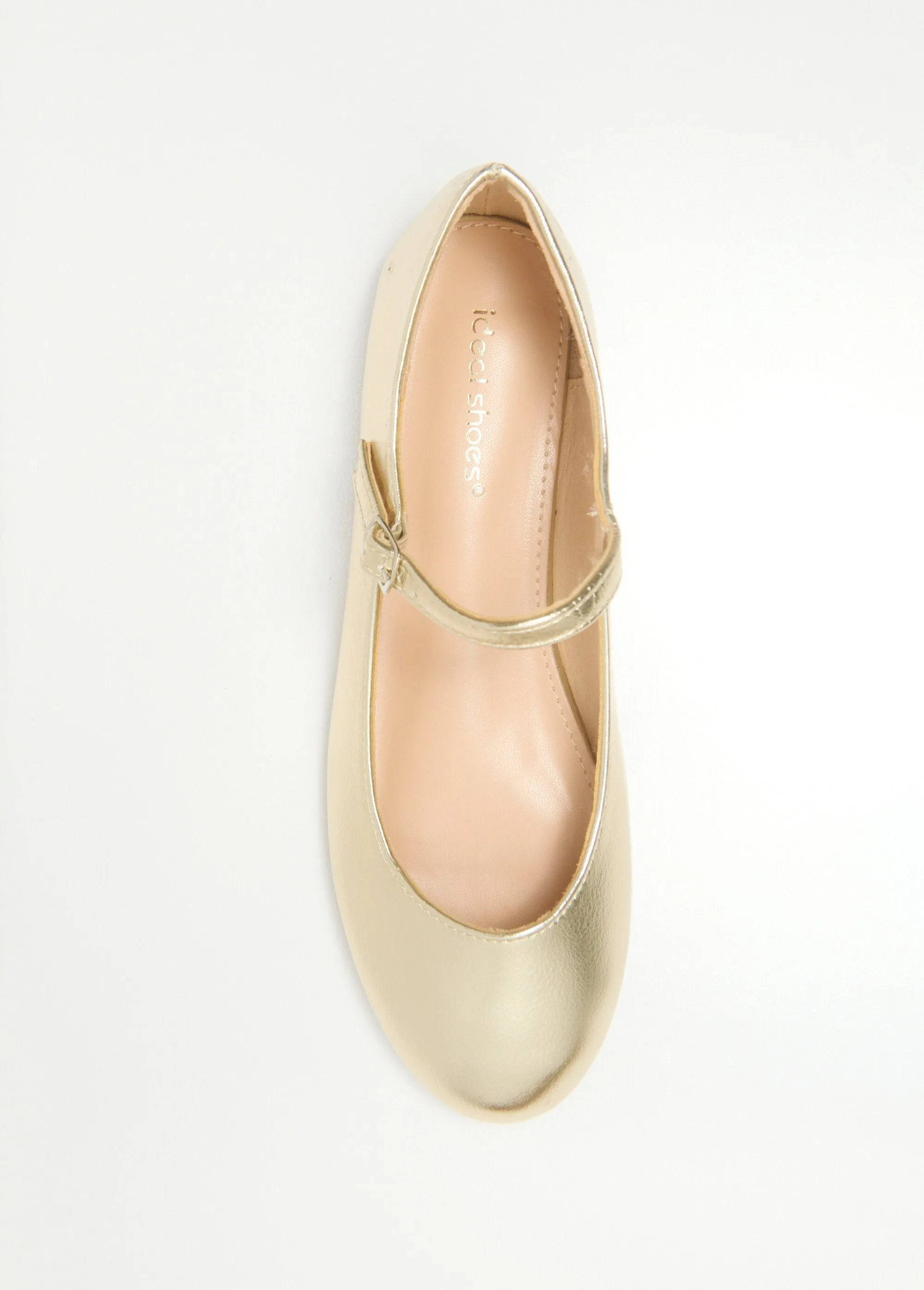 Metallic ankle strap ballerinas