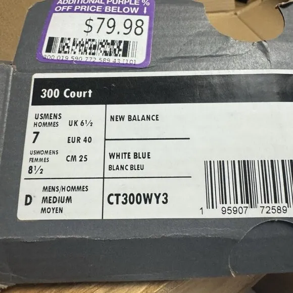 New Balance Womens 300 Court Sneaker White Size 8.5 D