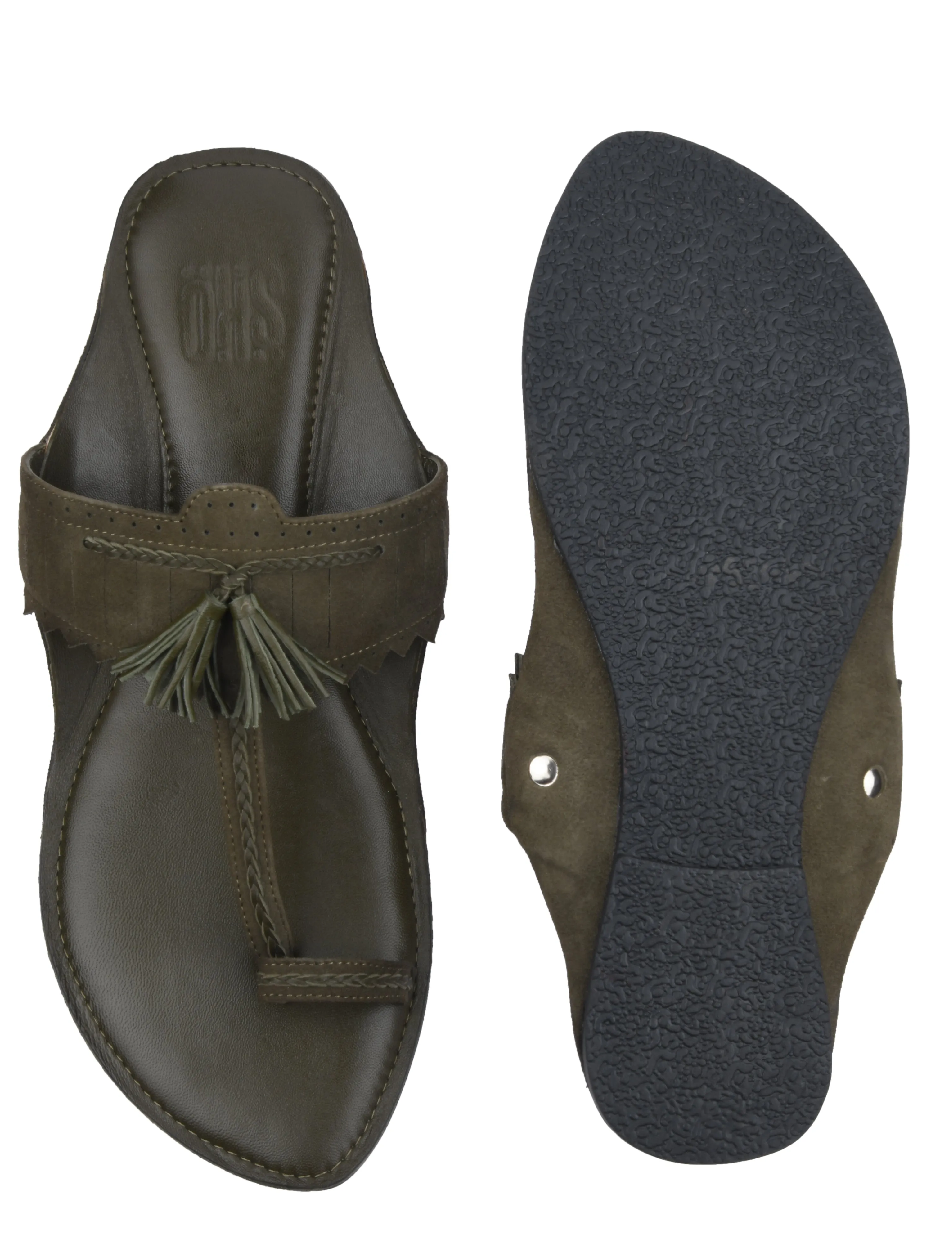 New Green Kolhapuri Slippers For Men