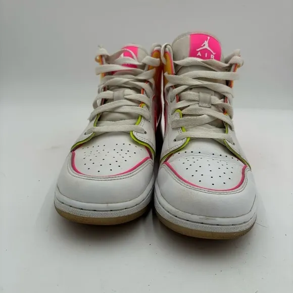 Nike Air Jordan Kids Girls 5.5 Mid 1 GS Edge Glow Sneakers