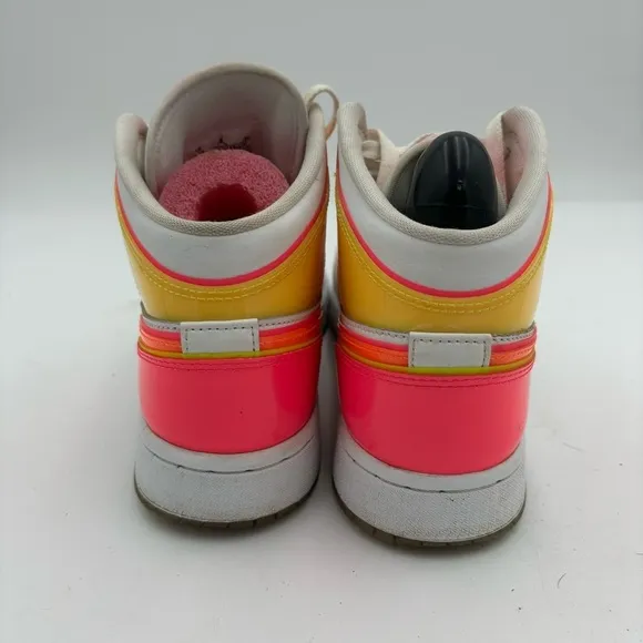 Nike Air Jordan Kids Girls 5.5 Mid 1 GS Edge Glow Sneakers