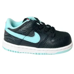 Nike Dunk black blue swoosh leather toddler lace up sneakers size 7C