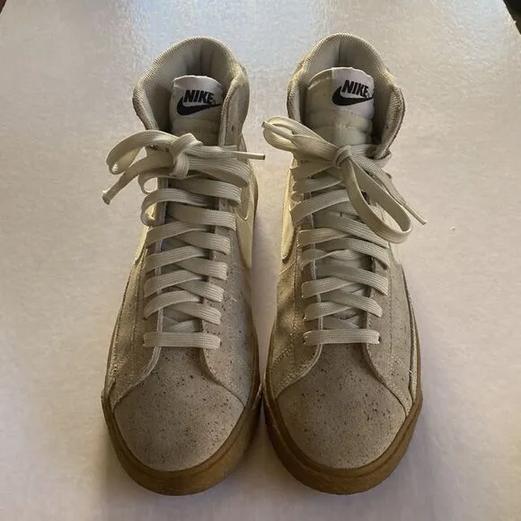 NIKE Youth Blazer High Tops Speckled Light Gray Sneakers Size 7Y