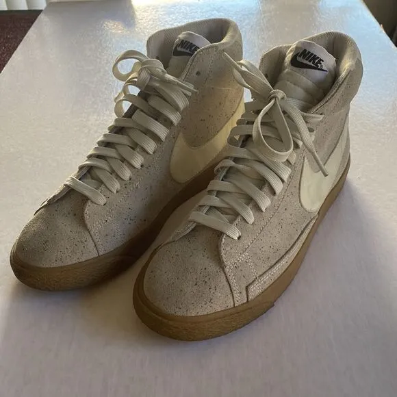 NIKE Youth Blazer High Tops Speckled Light Gray Sneakers Size 7Y