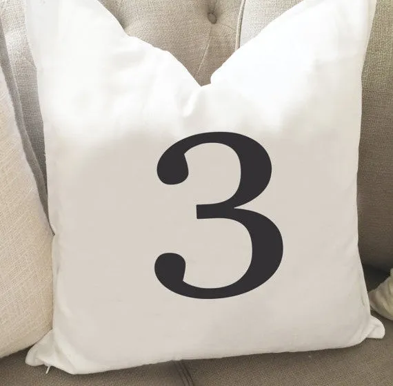 Numbered Throw Pillow Cover 0-10