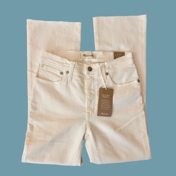NWT Madewell Cali Demi Boot Crop Raw Hem Pure White 27 US 4 XS