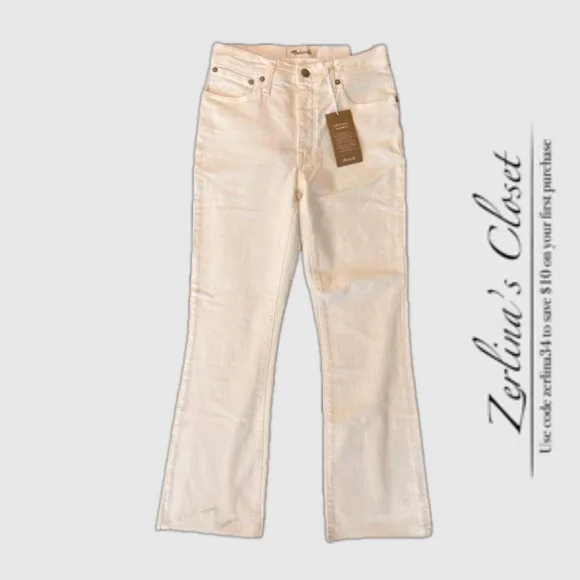 NWT Madewell Cali Demi Boot Crop Raw Hem Pure White 27 US 4 XS