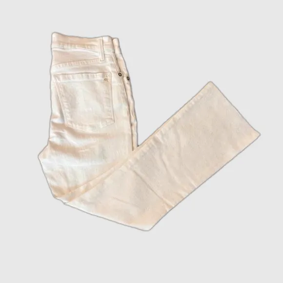 NWT Madewell Cali Demi Boot Crop Raw Hem Pure White 27 US 4 XS