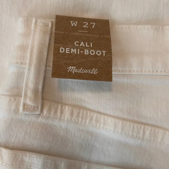 NWT Madewell Cali Demi Boot Crop Raw Hem Pure White 27 US 4 XS