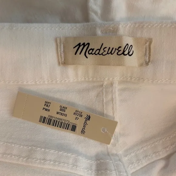 NWT Madewell Cali Demi Boot Crop Raw Hem Pure White 27 US 4 XS