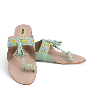Pastel Beaded Tassel Flats - Lila