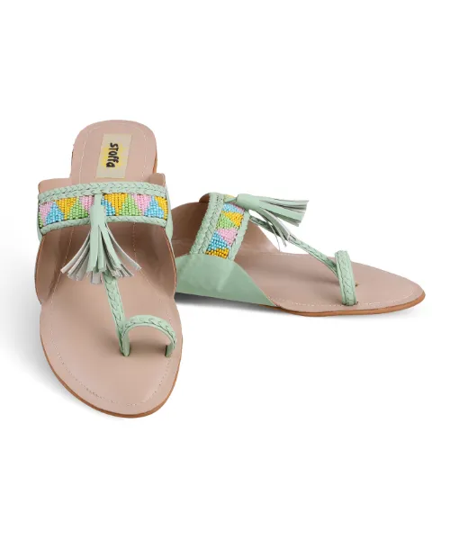 Pastel Beaded Tassel Flats - Lila