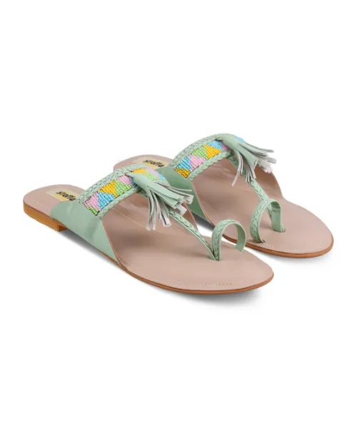 Pastel Beaded Tassel Flats - Lila