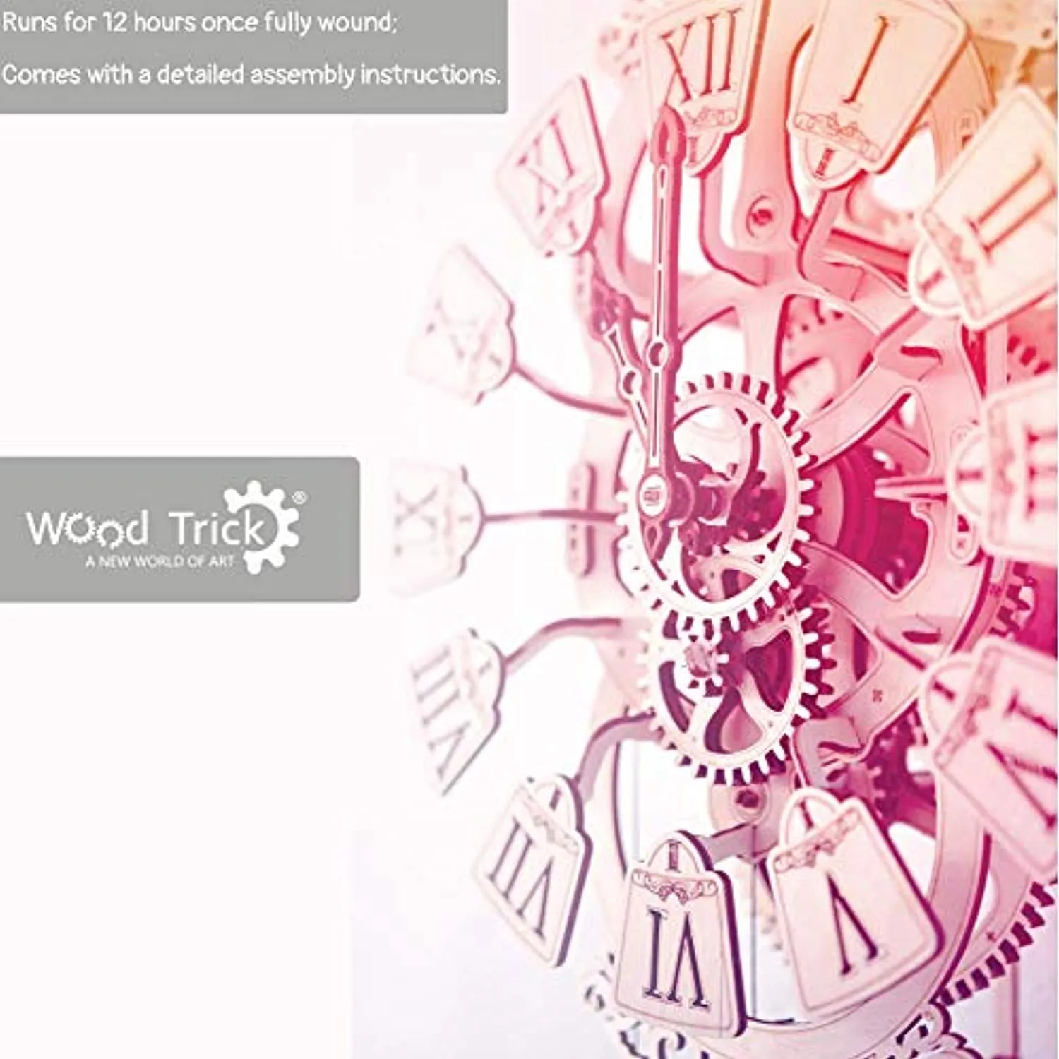 Pendulum Wall Clock Kit to Build, Wooden DIY 3D Wooden Puzzle