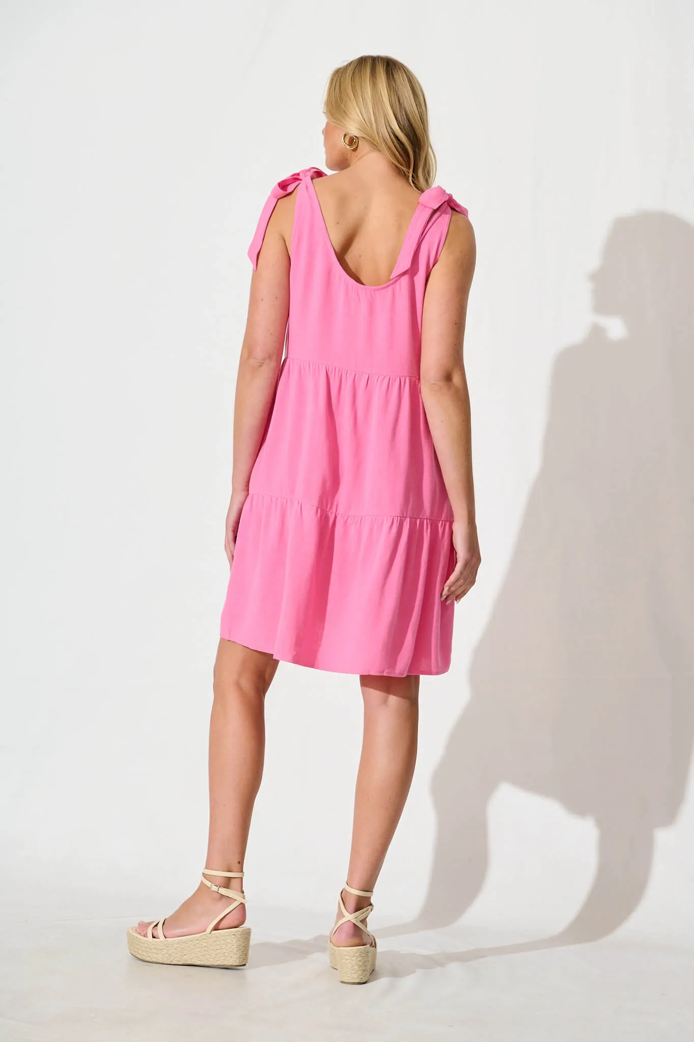 Pink Linen Smock Dress by Savita