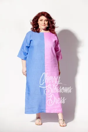 Plus Size Linen, Linen Kaftan Dress, Plus Size Clothing, Two Color Dress, Boho Dress, Linen Maxi Dress, Beach Dress, Pocket Dress, Loose