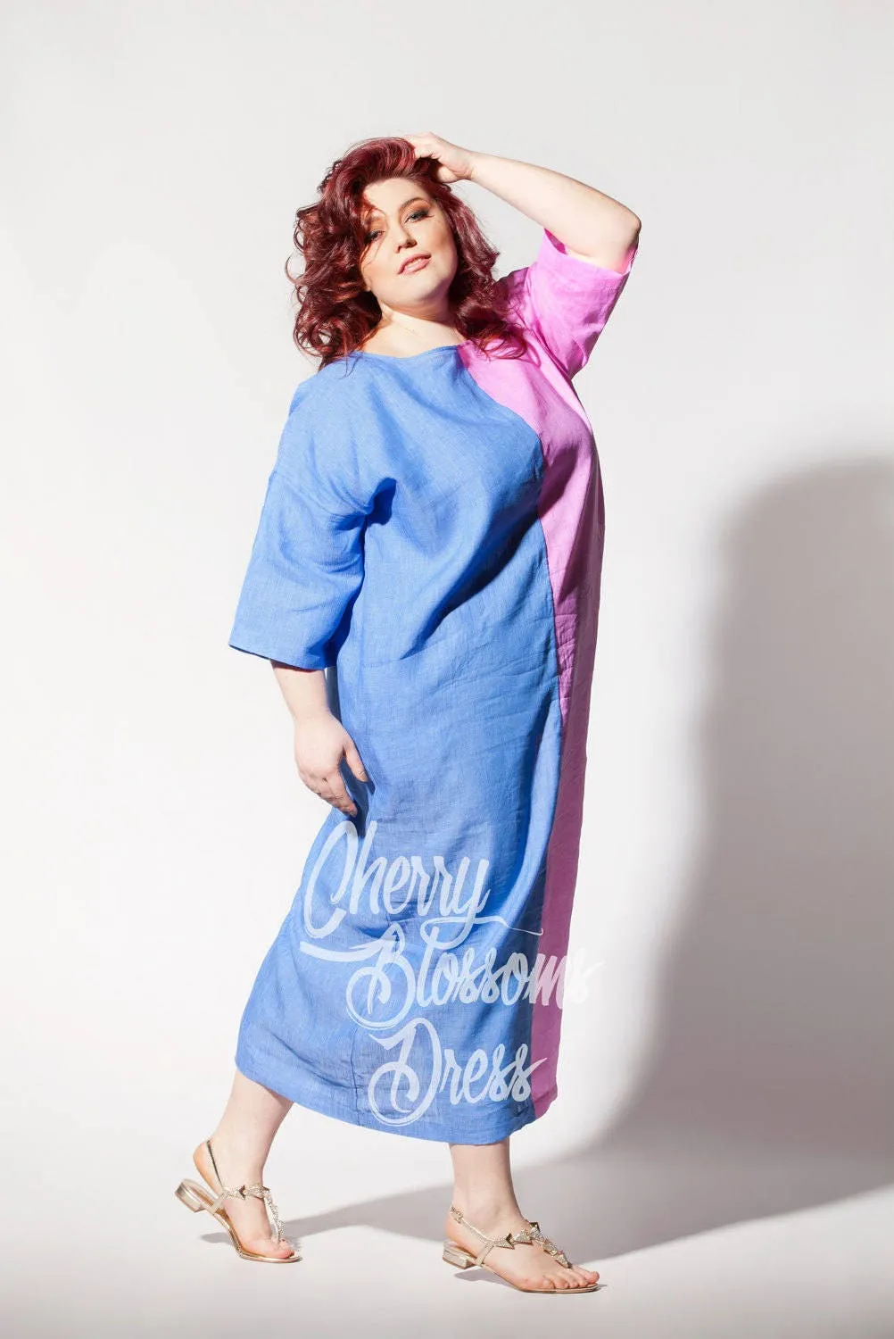 Plus Size Linen, Linen Kaftan Dress, Plus Size Clothing, Two Color Dress, Boho Dress, Linen Maxi Dress, Beach Dress, Pocket Dress, Loose