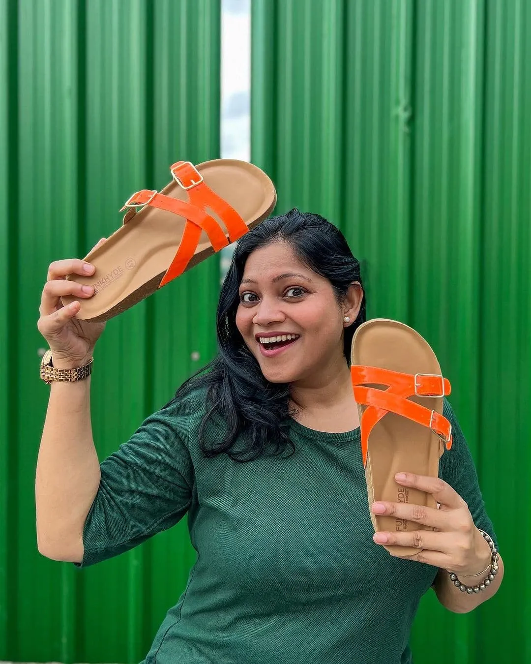 Poirou Neon Orange Comfort Slipons