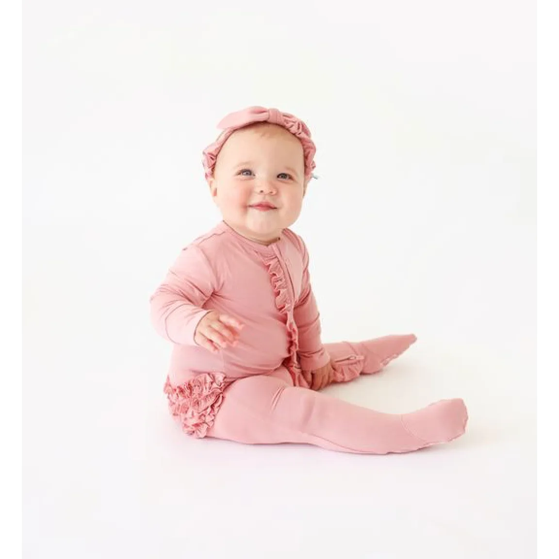 Posh Peanut Autumn Blush Footie Ruffled Zippered One Piece