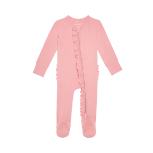 Posh Peanut Autumn Blush Footie Ruffled Zippered One Piece
