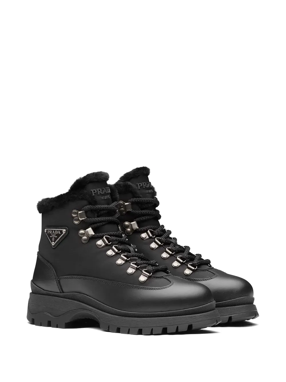 Prada shearling-trim leather ankle boots