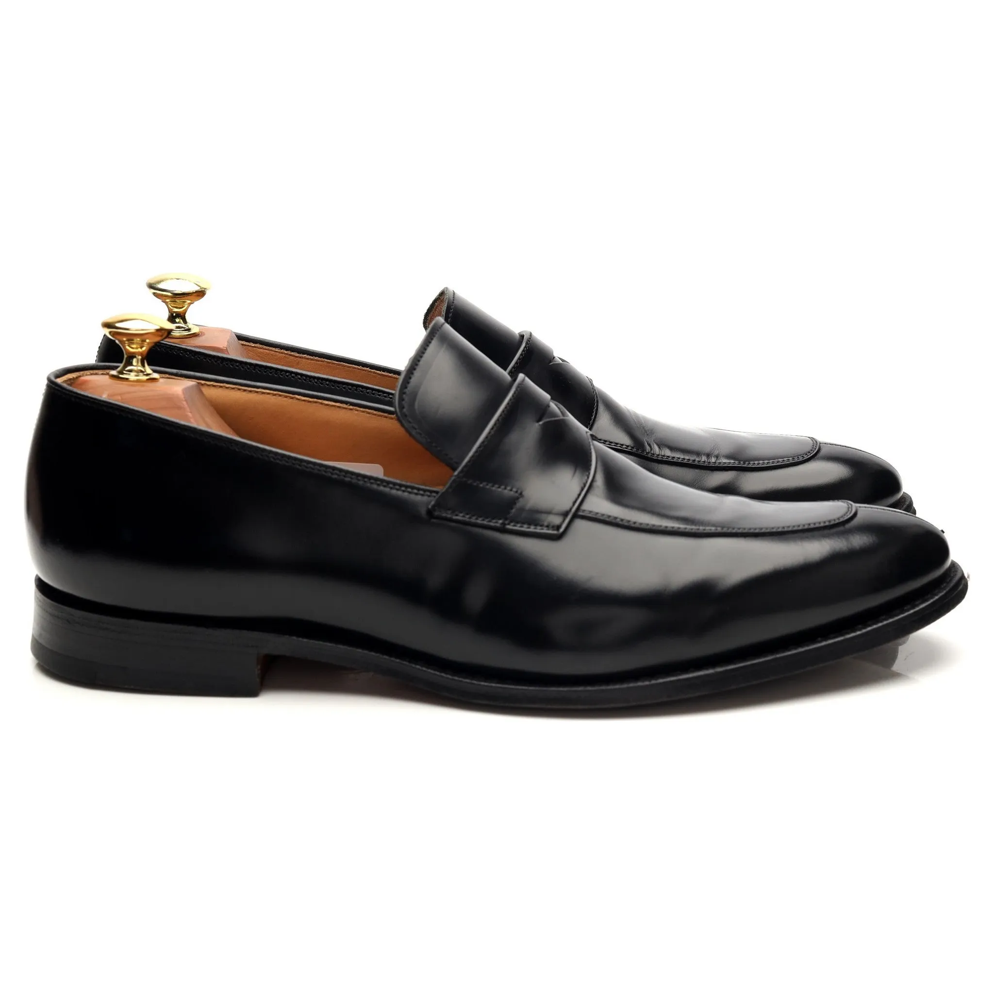 'Prague' Black Leather Split Toe Loafers UK 8.5 G