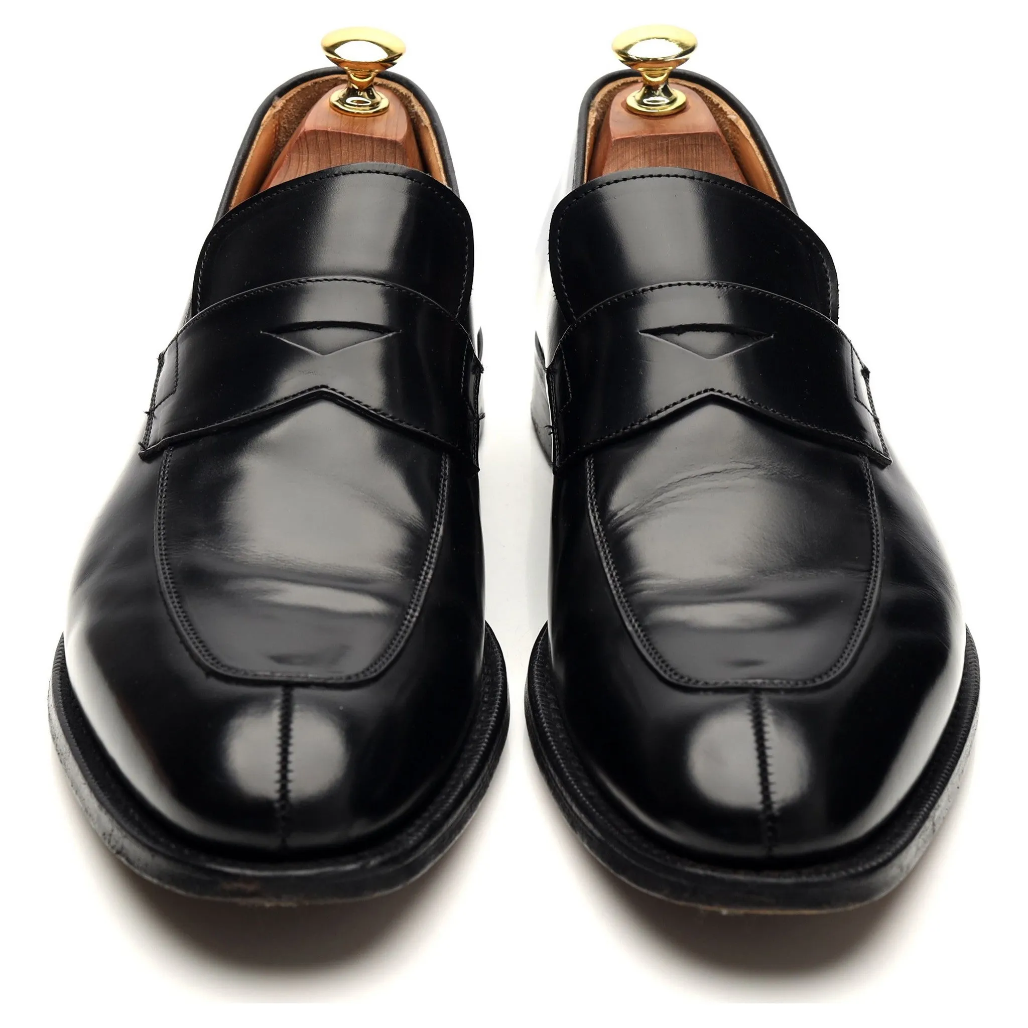 'Prague' Black Leather Split Toe Loafers UK 8.5 G