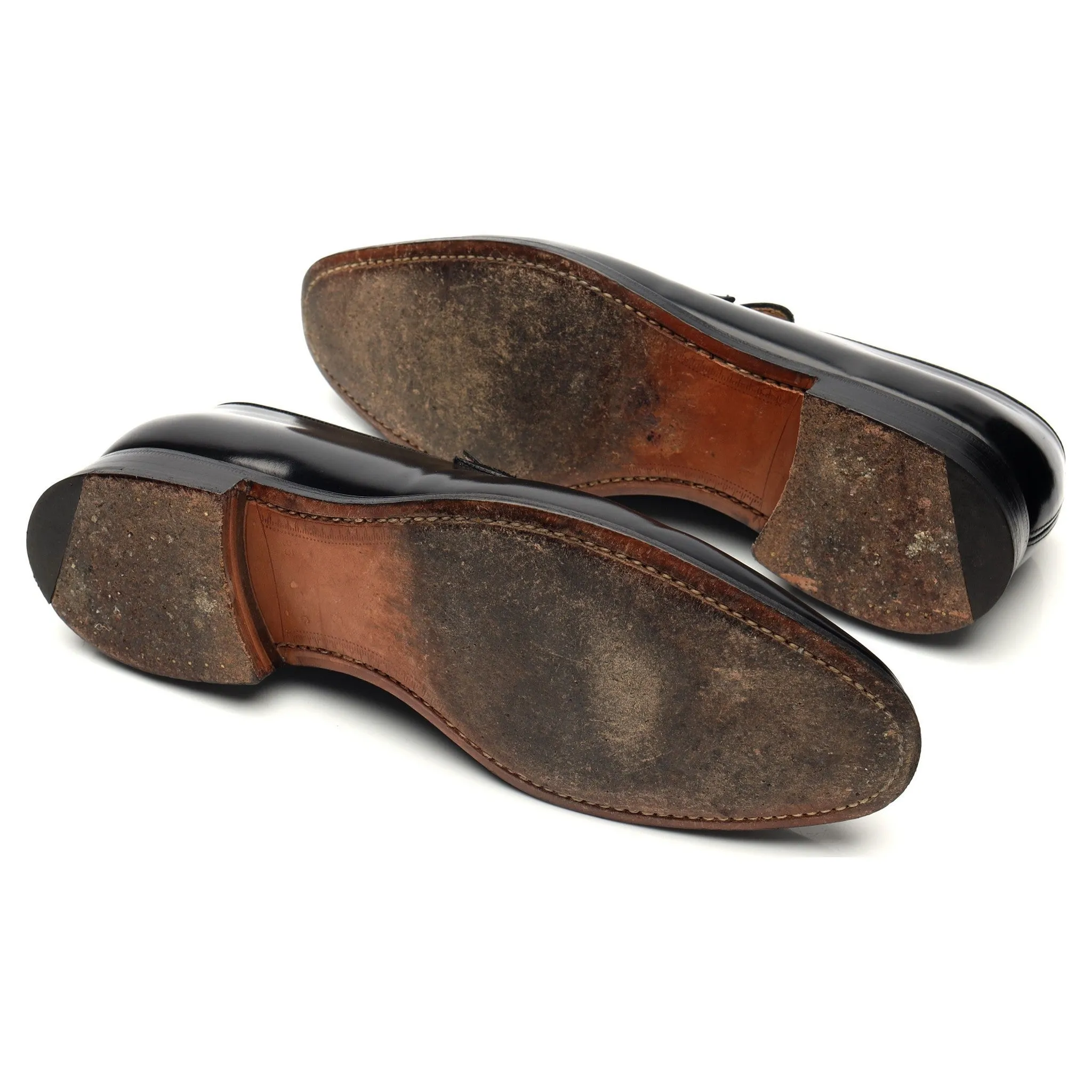 'Prague' Black Leather Split Toe Loafers UK 8.5 G