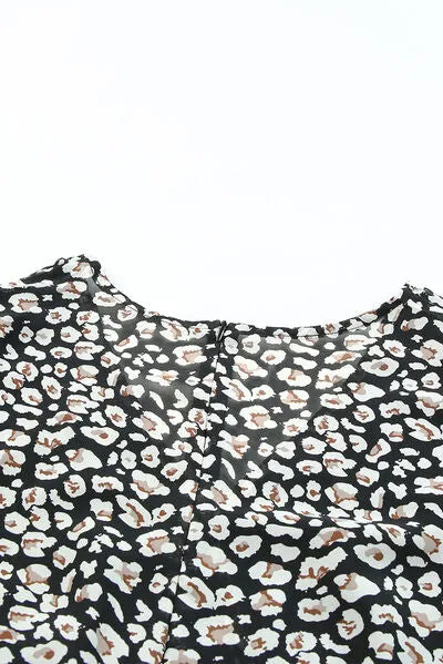 Printed Surplice Long Sleeve Mini Dress