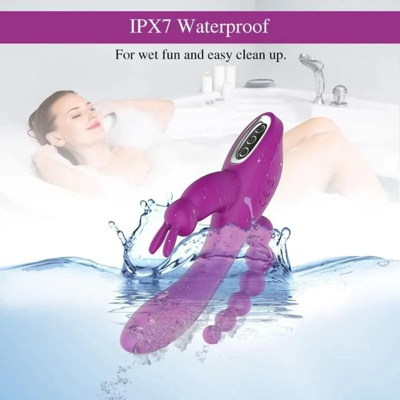 Pulse Wave Triple Stimulation Curve Rechargeable Rabbit Vibrator 4.8 Inch