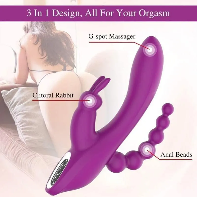 Pulse Wave Triple Stimulation Curve Rechargeable Rabbit Vibrator 4.8 Inch