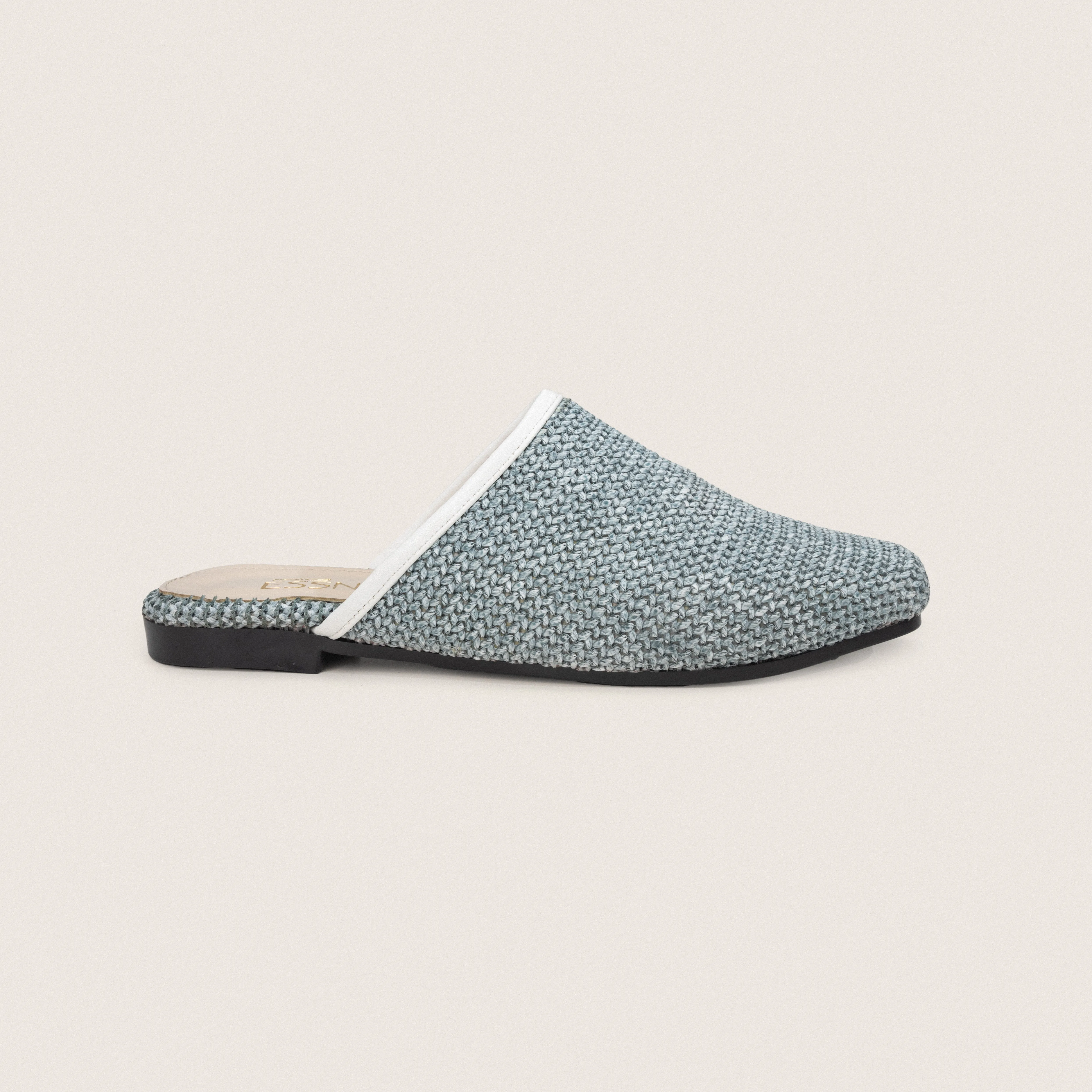 Raffia Mules in Blue