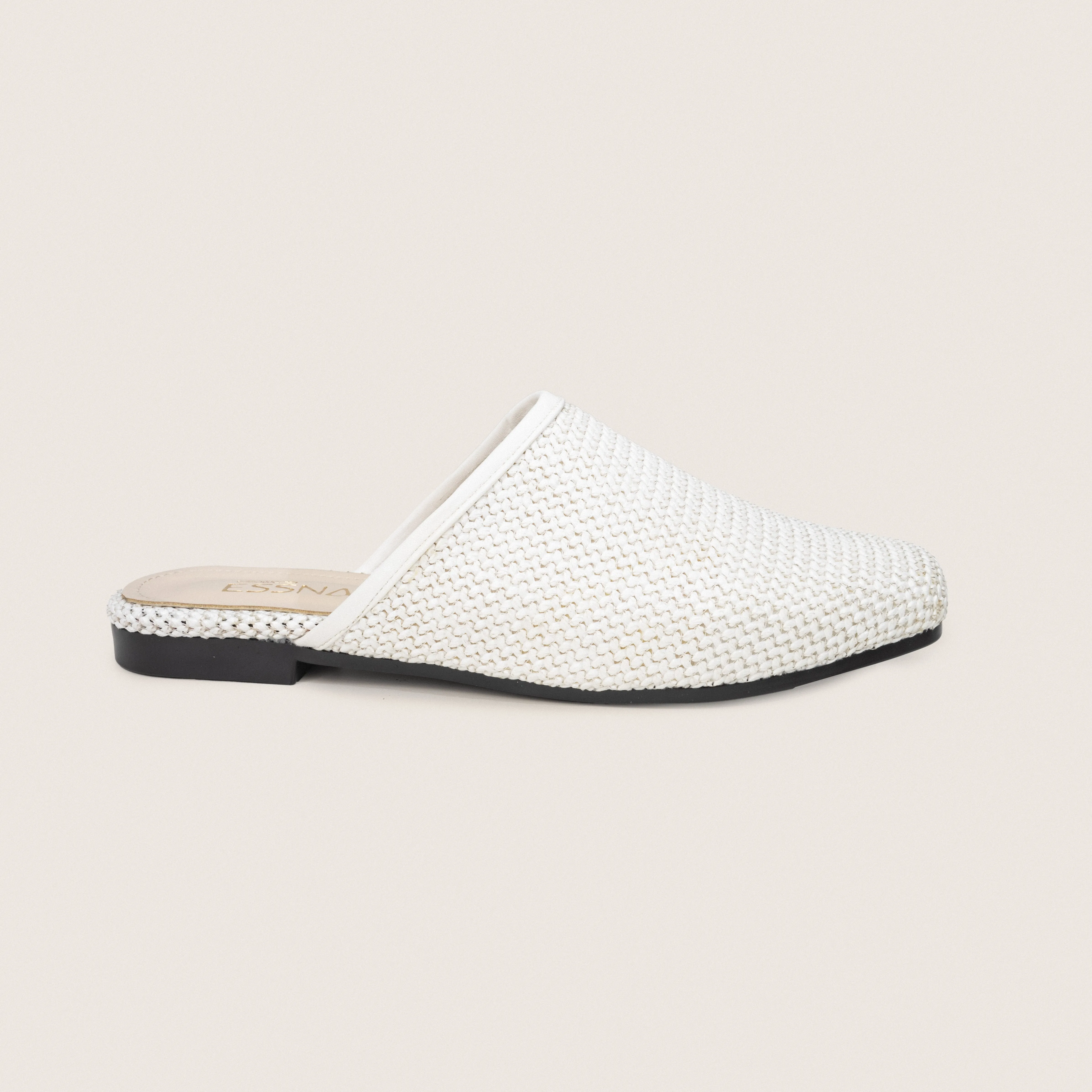 Raffia Mules in White