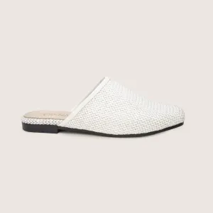 Raffia Mules in White