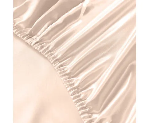 Royal Comfort Satin Sheet Set 3 Piece Fitted Flat Sheet Pillowcases - Champagne Pink