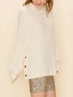 Side Snap Rib Knit Sweater