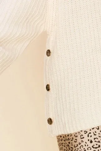 Side Snap Rib Knit Sweater