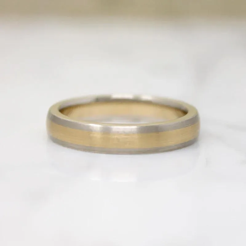 Slim Two-Tone Recycled Gold Wedding Band