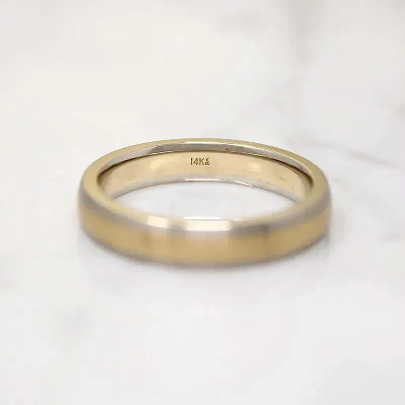Slim Two-Tone Recycled Gold Wedding Band