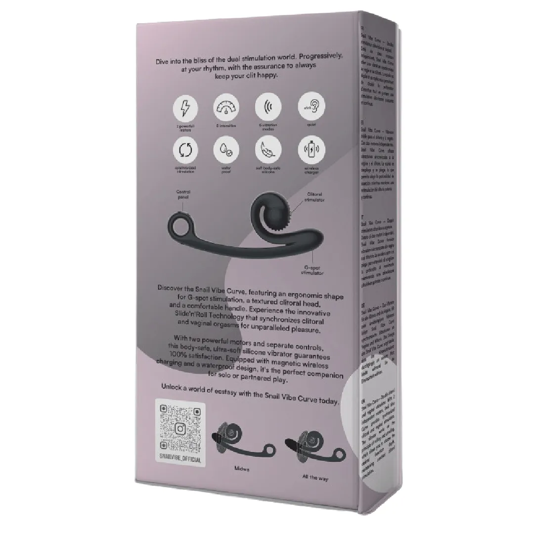 Snail Vibe Curve Ultra Powerful 2 Motor Dual Stimulating Vibrator - Black