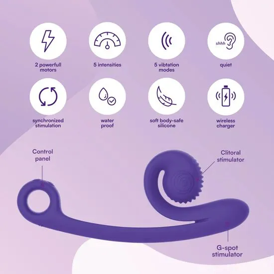 Snail Vibe Curve Ultra Powerful 2 Motor Dual Stimulating Vibrator - Purple