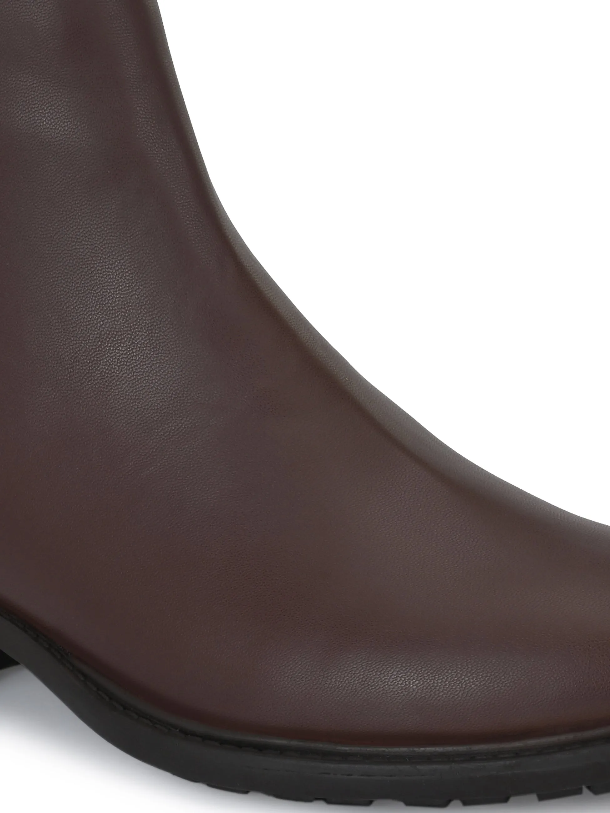 Sophisticated Onyx Leather Zip-Up Boot For Women