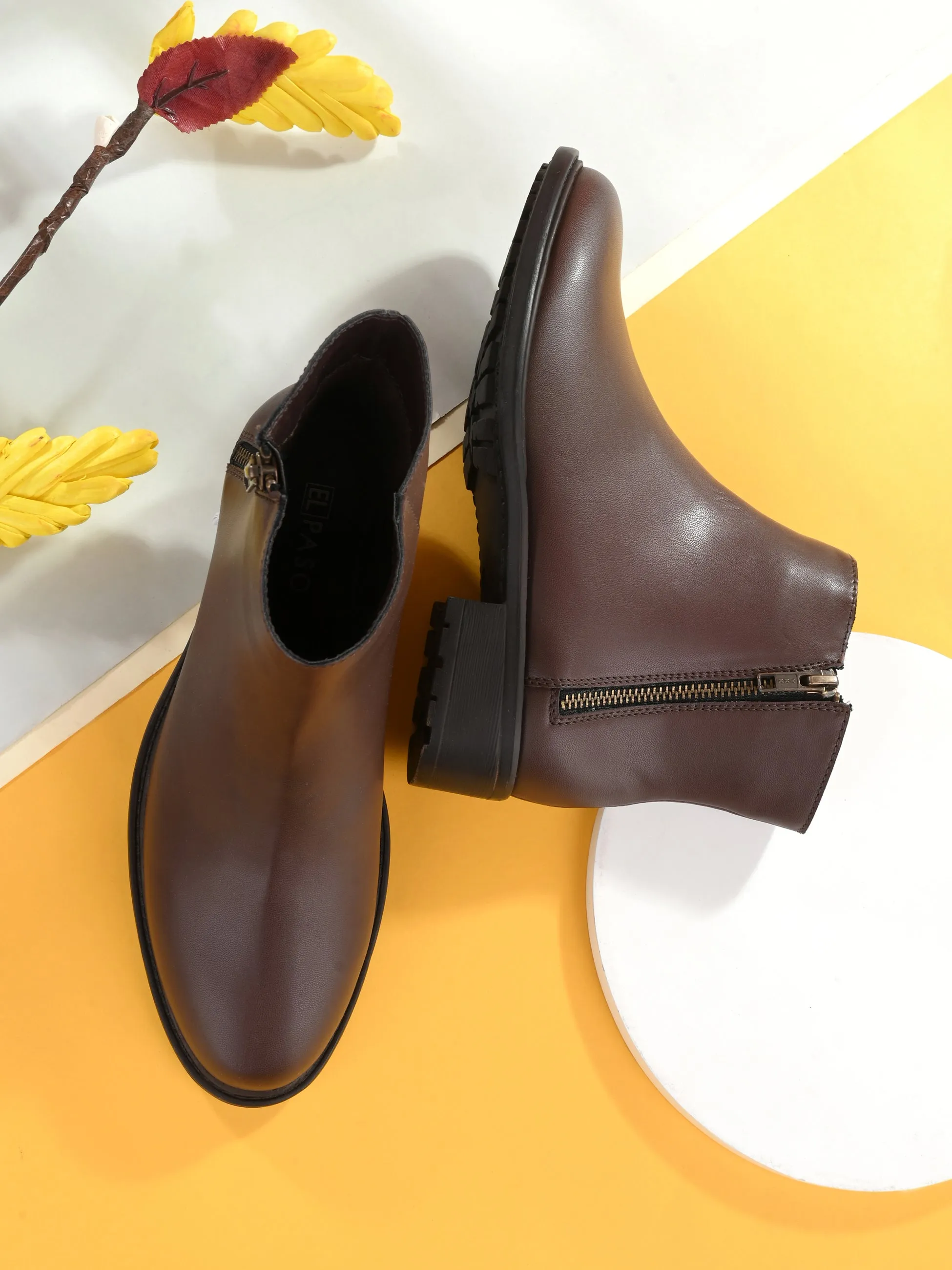 Sophisticated Onyx Leather Zip-Up Boot For Women
