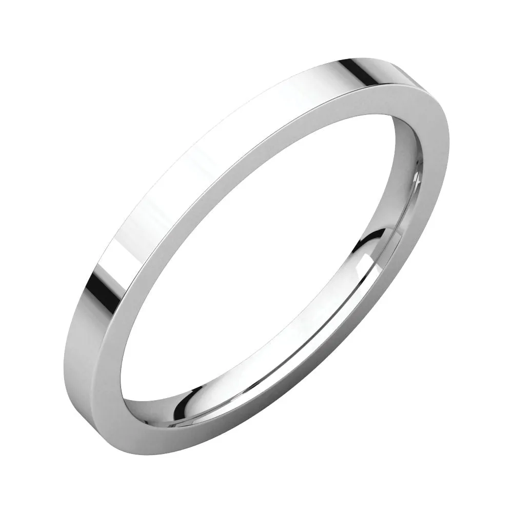 Sterling Silver 2mm Flat Comfort Fit Band, Size 14