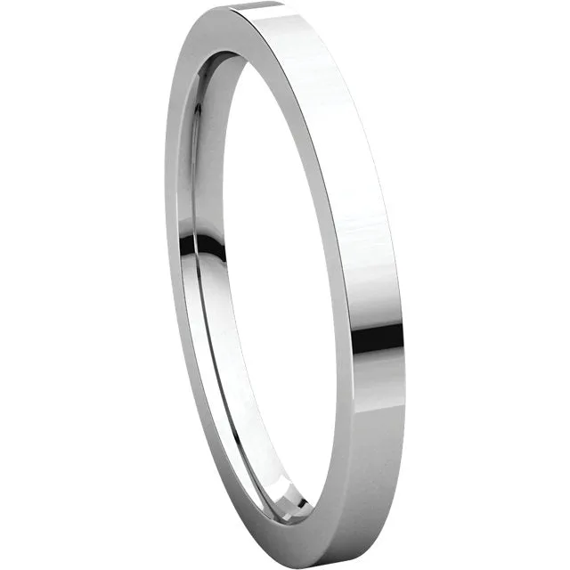Sterling Silver 2mm Flat Comfort Fit Band, Size 14